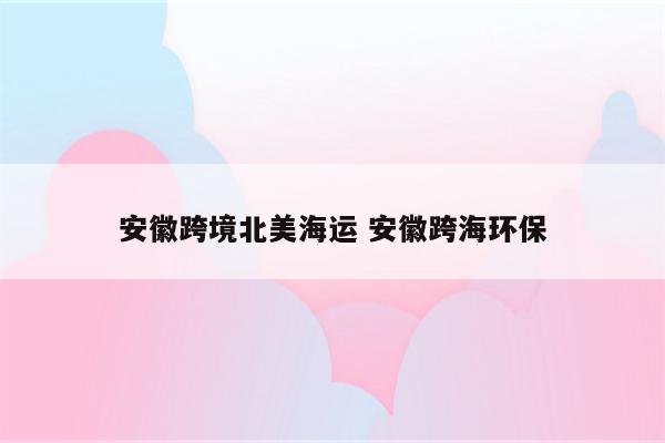 安徽跨境北美海运 安徽跨海环保