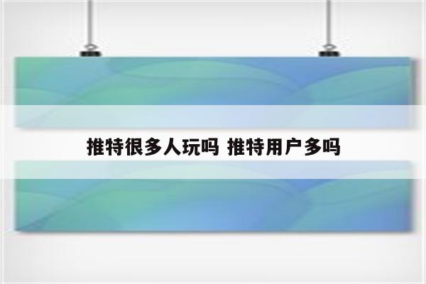 推特很多人玩吗 推特用户多吗