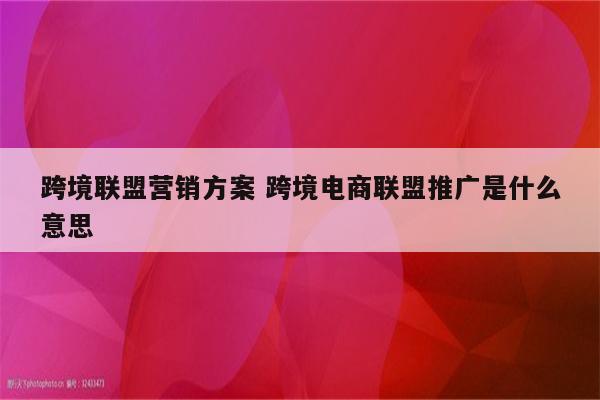 跨境联盟营销方案 跨境电商联盟推广是什么意思