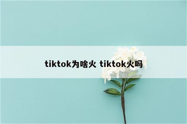 tiktok为啥火 tiktok火吗