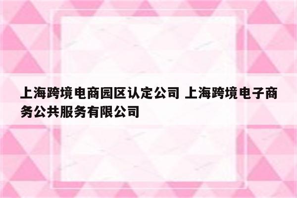 上海跨境电商园区认定公司 上海跨境电子商务公共服务有限公司