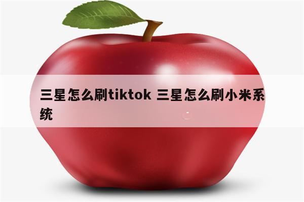 三星怎么刷tiktok 三星怎么刷小米系统