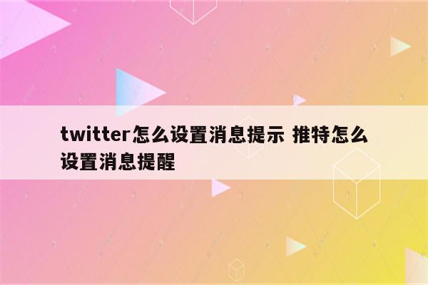 twitter怎么设置消息提示 推特怎么设置消息提醒