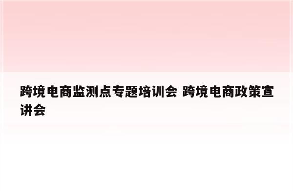 跨境电商监测点专题培训会 跨境电商政策宣讲会