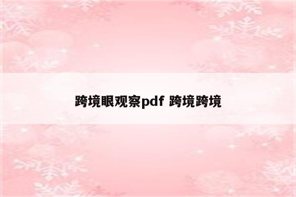 跨境眼观察pdf 跨境跨境