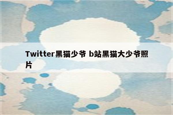 Twitter黑猫少爷 b站黑猫大少爷照片