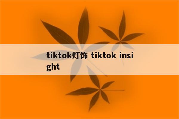 tiktok灯饰 tiktok insight