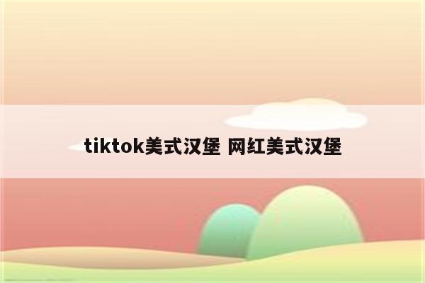 tiktok美式汉堡 网红美式汉堡