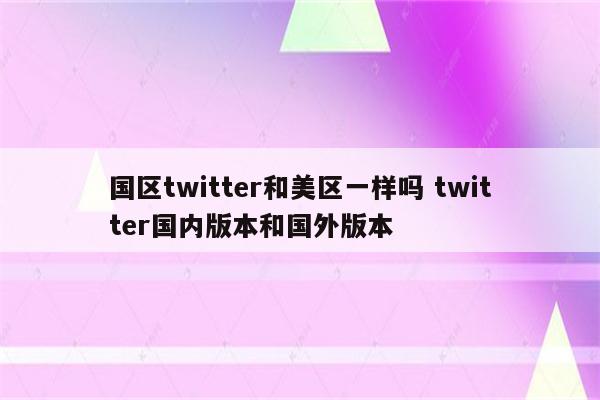 国区twitter和美区一样吗 twitter国内版本和国外版本