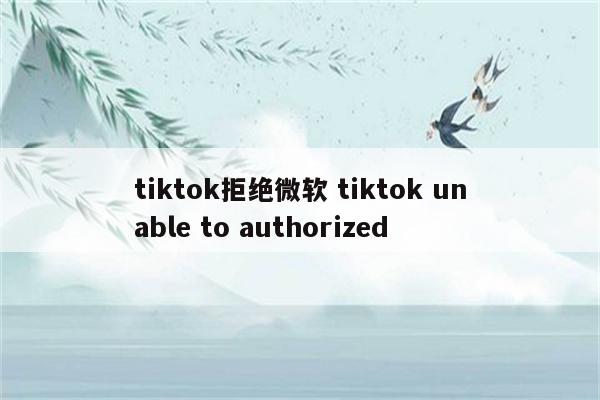 tiktok拒绝微软 tiktok unable to authorized