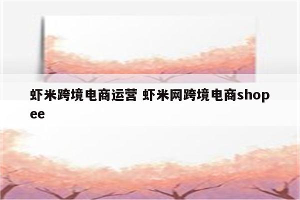 虾米跨境电商运营 虾米网跨境电商shopee