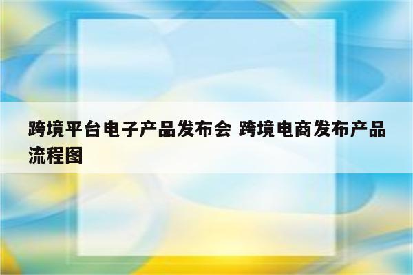 跨境平台电子产品发布会 跨境电商发布产品流程图