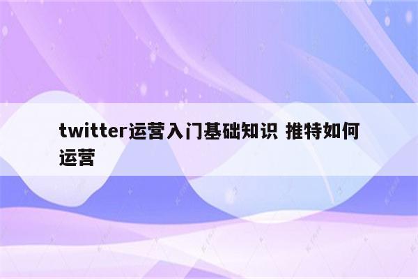 twitter运营入门基础知识 推特如何运营