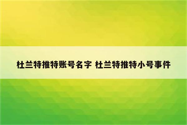 杜兰特推特账号名字 杜兰特推特小号事件