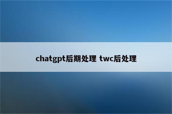 chatgpt后期处理 twc后处理