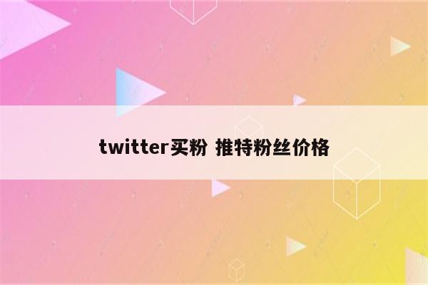 twitter买粉 推特粉丝价格