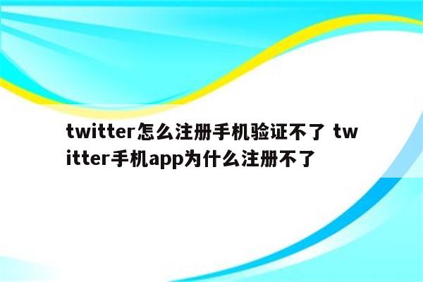 twitter怎么注册手机验证不了 twitter手机app为什么注册不了