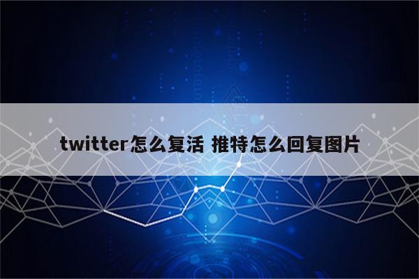 twitter怎么复活 推特怎么回复图片