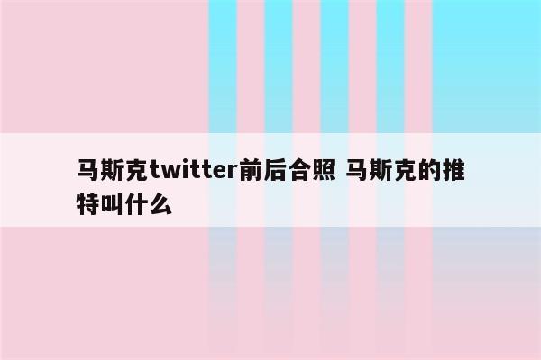 马斯克twitter前后合照 马斯克的推特叫什么