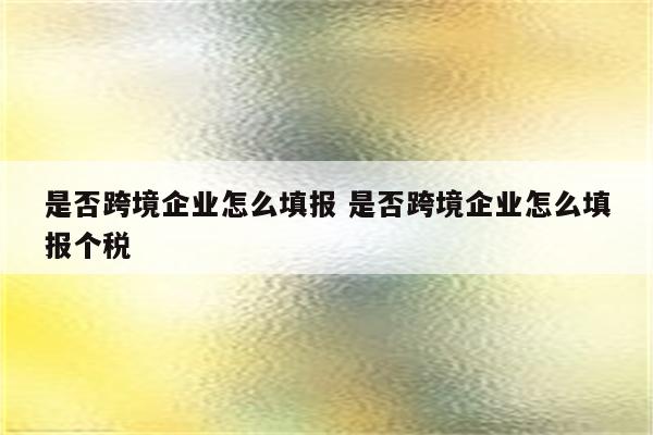 是否跨境企业怎么填报 是否跨境企业怎么填报个税