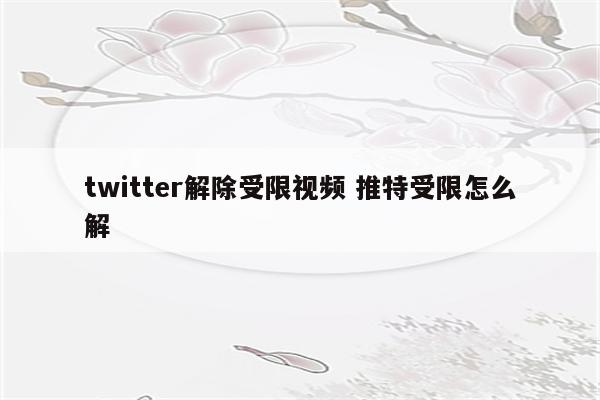 twitter解除受限视频 推特受限怎么解