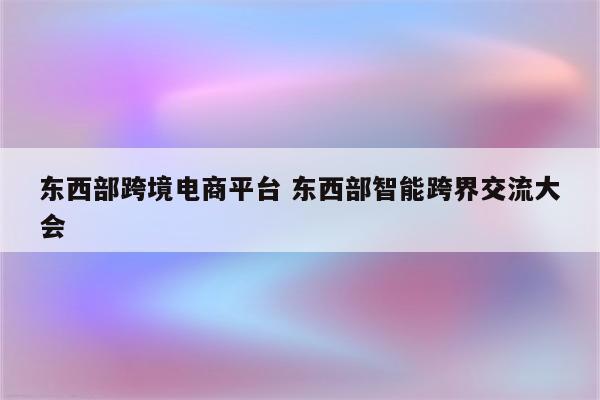 东西部跨境电商平台 东西部智能跨界交流大会