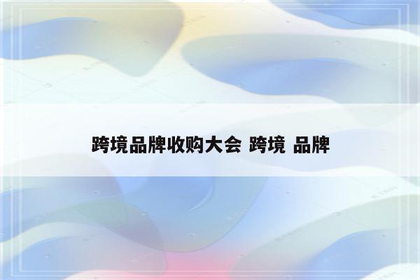 跨境品牌收购大会 跨境 品牌