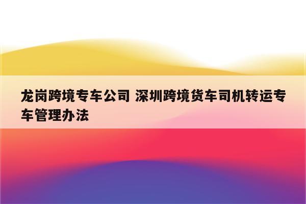 龙岗跨境专车公司 深圳跨境货车司机转运专车管理办法