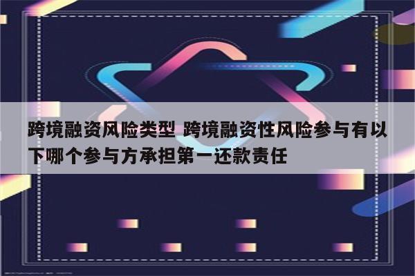 跨境融资风险类型 跨境融资性风险参与有以下哪个参与方承担第一还款责任