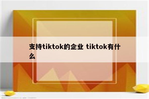 支持tiktok的企业 tiktok有什么