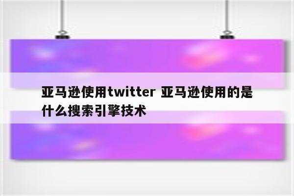 亚马逊使用twitter 亚马逊使用的是什么搜索引擎技术