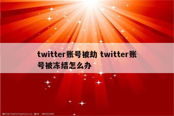 twitter账号被劫 twitter账号被冻结怎么办