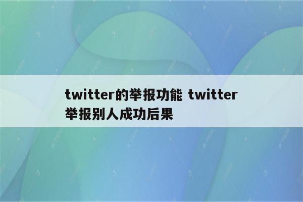 twitter的举报功能 twitter举报别人成功后果