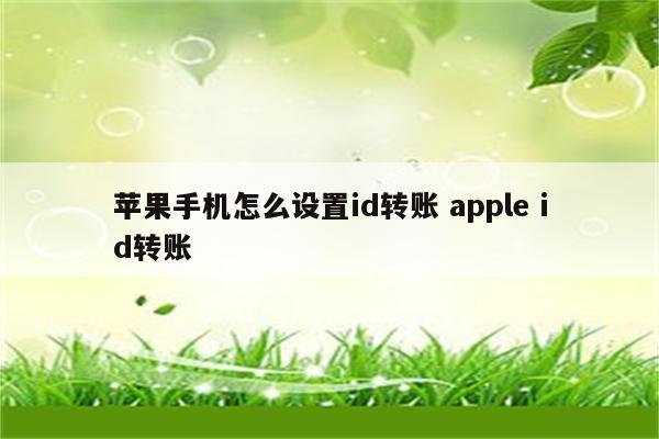 苹果手机怎么设置id转账 apple id转账