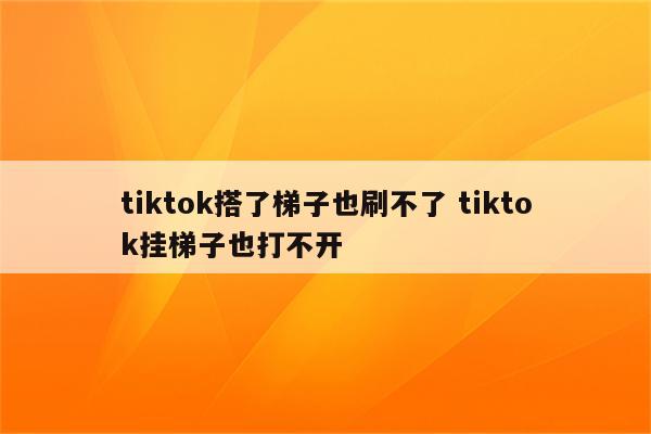 tiktok搭了梯子也刷不了 tiktok挂梯子也打不开