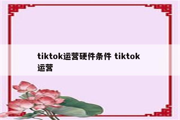 tiktok运营硬件条件 tiktok 运营
