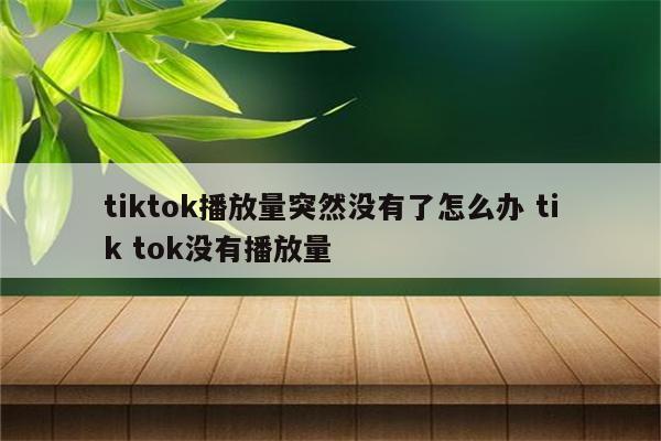 tiktok播放量突然没有了怎么办 tik tok没有播放量