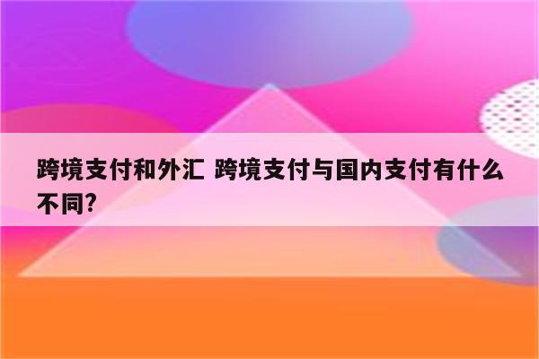 跨境支付和外汇 跨境支付与国内支付有什么不同?