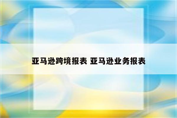 亚马逊跨境报表 亚马逊业务报表