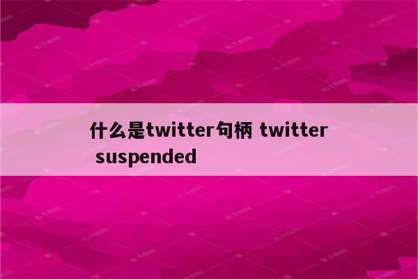 什么是twitter句柄 twitter suspended