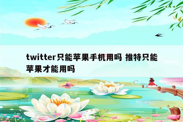 twitter只能苹果手机用吗 推特只能苹果才能用吗