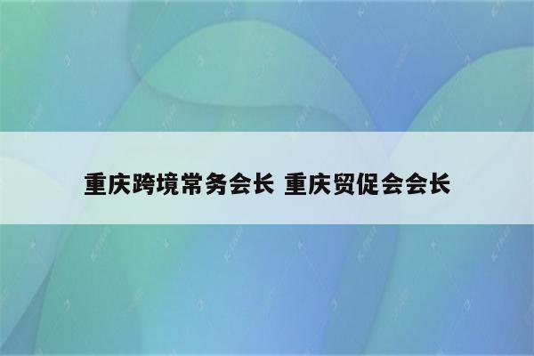 重庆跨境常务会长 重庆贸促会会长