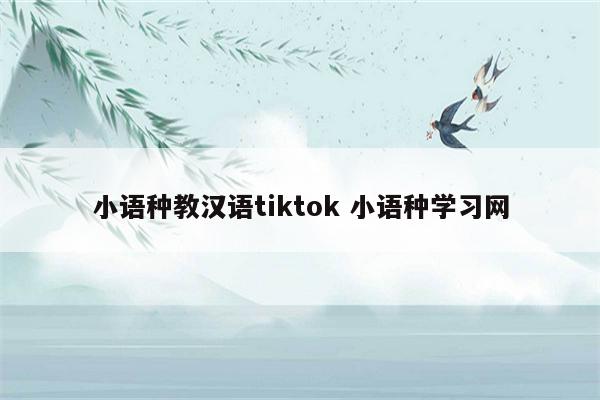 小语种教汉语tiktok 小语种学习网