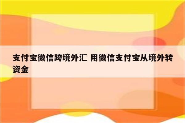 支付宝微信跨境外汇 用微信支付宝从境外转资金