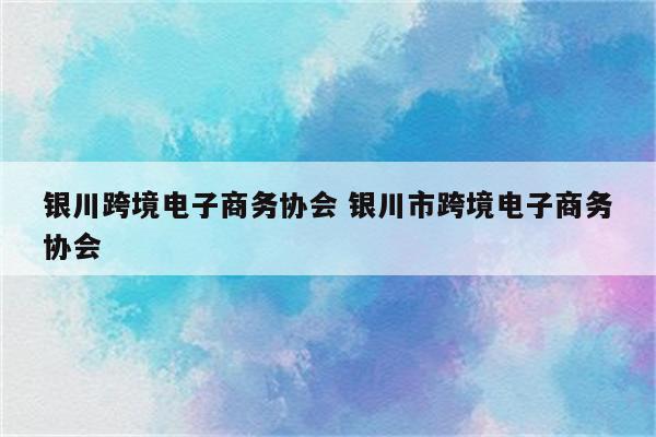 银川跨境电子商务协会 银川市跨境电子商务协会