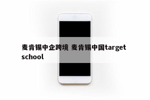 麦肯锡中企跨境 麦肯锡中国target school