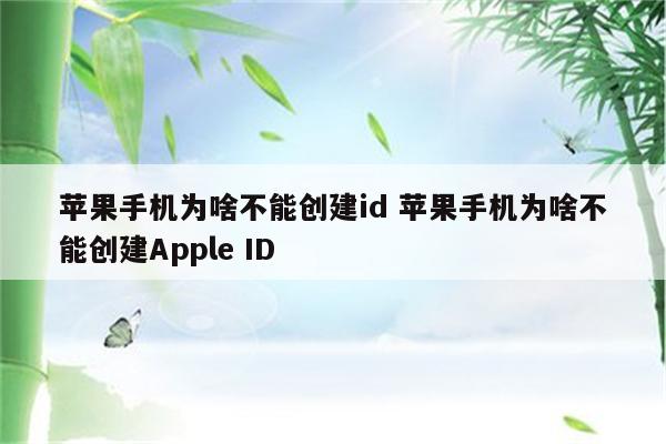 苹果手机为啥不能创建id 苹果手机为啥不能创建Apple ID