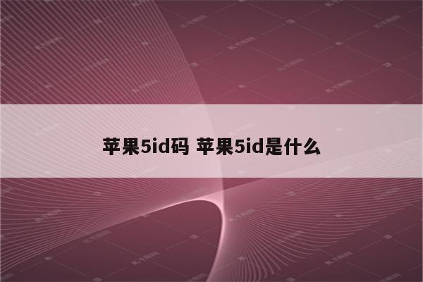 苹果5id码 苹果5id是什么