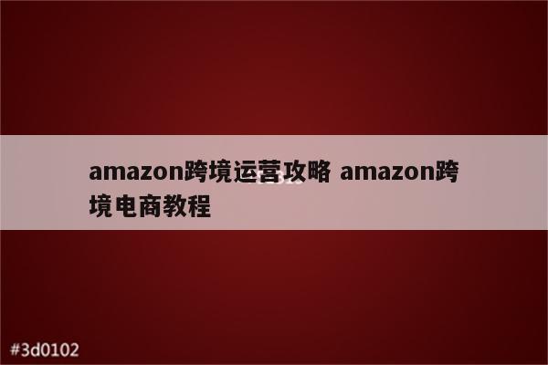 amazon跨境运营攻略 amazon跨境电商教程