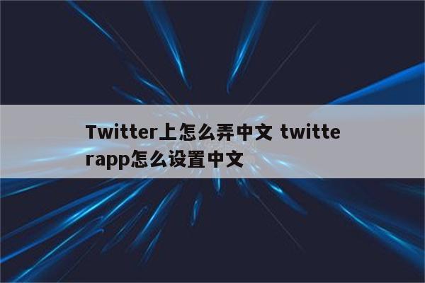 Twitter上怎么弄中文 twitterapp怎么设置中文